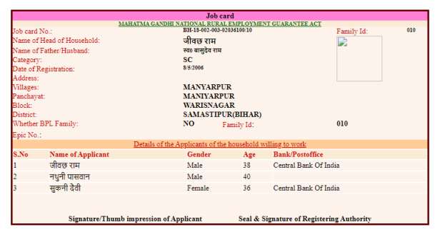 MGNREGA Job card