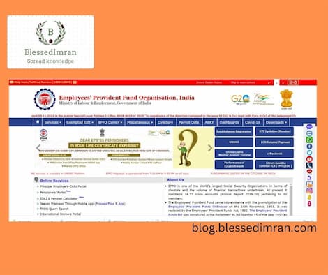 EPFO website homepage for Employee pension scheme