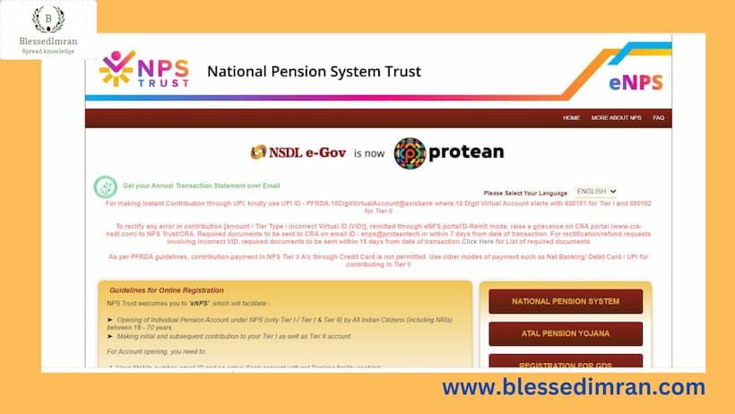 National Pension scheme official website home page